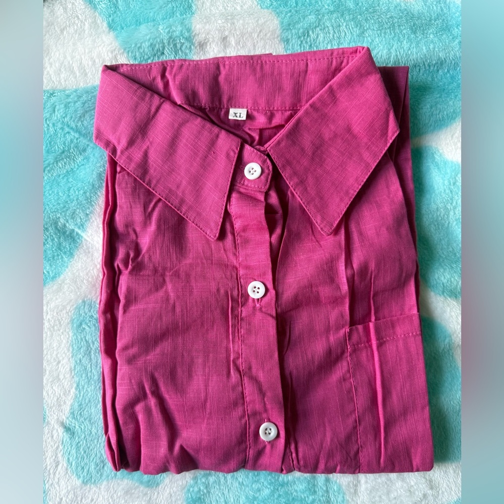 Vibrant Pink Button-Up Shirt